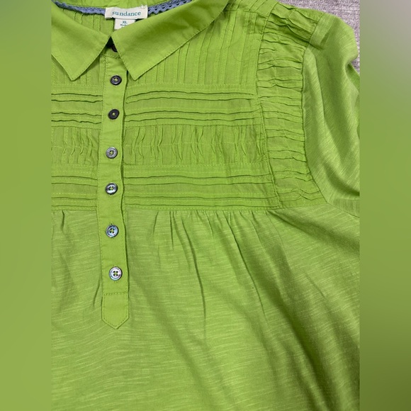 Sundance Womens Short Sleeve Cotton Top Size XL Green Lightweight Normcore Flowy - Picture 7 of 8